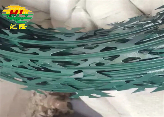 Crossed 450/500/600mm Coil Concertina Barbed Wire Green Coated EN Standard