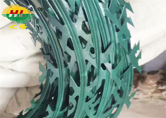 Crossed 450/500/600mm Coil Concertina Barbed Wire Green Coated EN Standard
