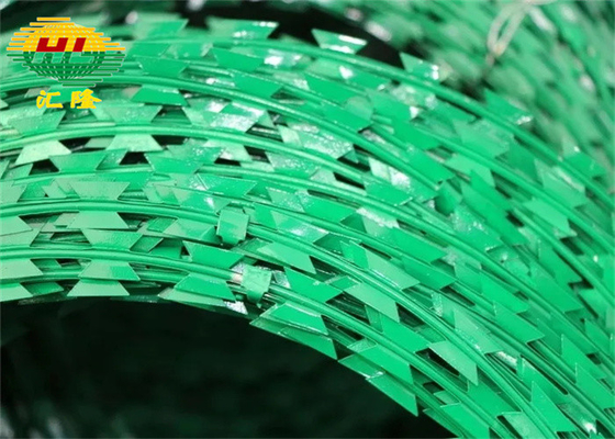 Crossed 450/500/600mm Coil Concertina Barbed Wire Green Coated EN Standard