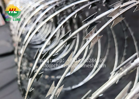 10m SS Razor Blade Barbed Wire Water Resistant Hot Dipped Galvanized