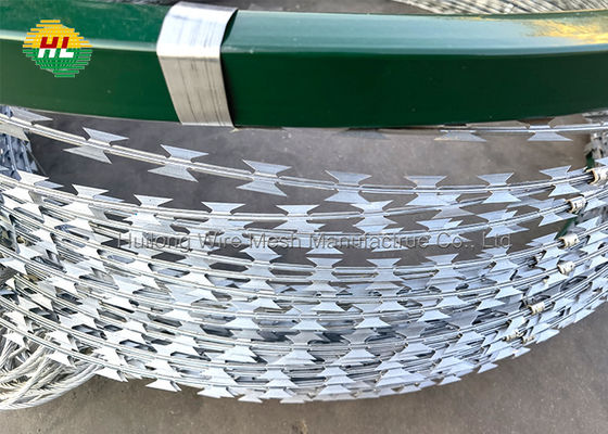 Rectangle Hole Concertina Razor Wire Fence 1500MPA Tensile 8m Length