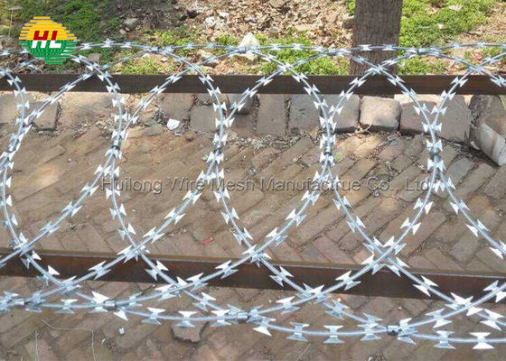Anti Theft  Concertina Razor Wire Fence , Flat Loop BTO 22 Razor Wire