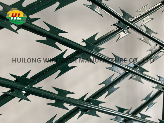 Green Pvc Coated Bto-22 Razor Barbed Wire As Fence Panel