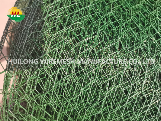 Green Vinyl Coated Chicken Wire Netting 1.2x13x0.7mm With Hexagonal Mesh Hole