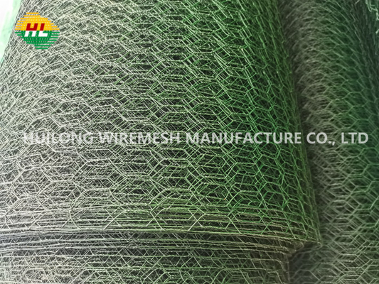Green Vinyl Coated Chicken Wire Netting 1.2x13x0.7mm With Hexagonal Mesh Hole