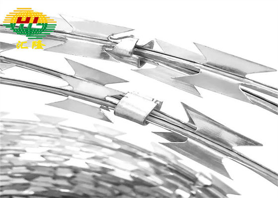 عبرت 500 مم لفائف الفولاذ المقاوم للصدأ أسلاك كونسرتينا للأراضي الخاصة