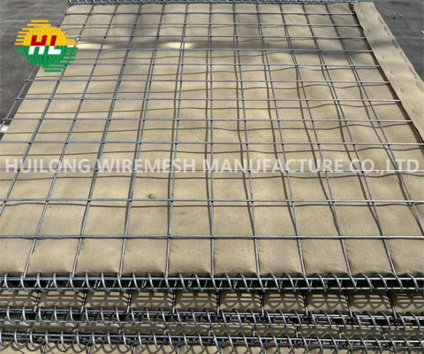 تكسية أرضية مبطنة Hdpe Hesco الحواجز الدفاعية المجلفنة بالحماية العسكرية المملوءة بالأرض